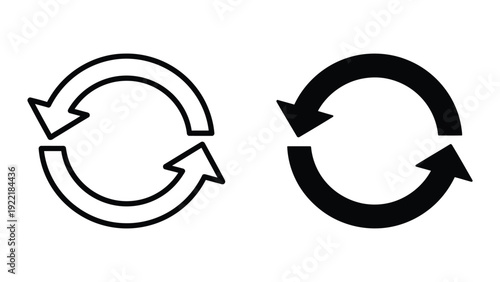 Circular Reload and Rotation Arrow Icons for System Status and Updates