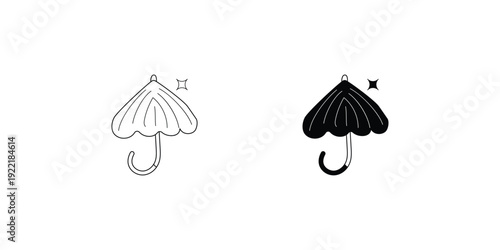 Umbrella  set icon with white background vector stock illustration