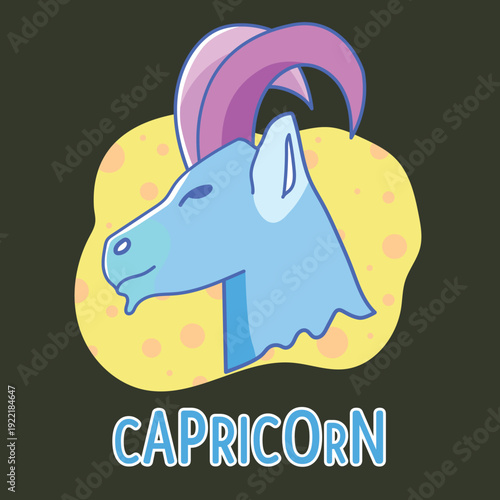 Capricorn Zodiac Vector Icon Illustration Dark Background