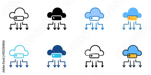 Network Redundancy icons set multiple style collection. Editable stroke 

