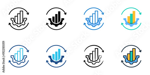 Business Continuity icons set multiple style collection. Editable stroke 

