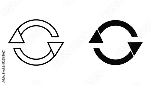 Circular Sync and Refresh Arrow Icons in Outline and Solid Styles