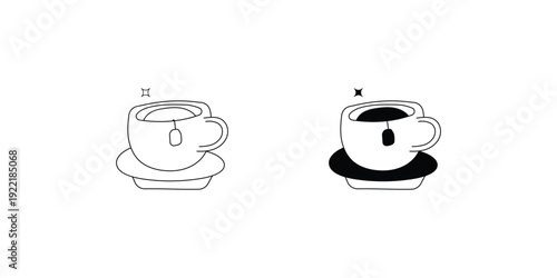 Tea Cup set icon with white background vector stock illustration