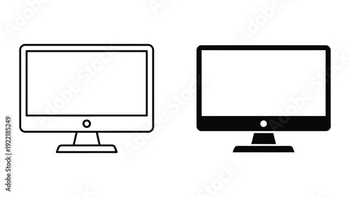 Desktop Computer Monitor and Display Screen Icon for Tech Design