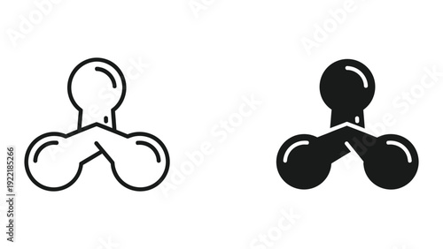 Abstract Three-Pronged Spinner or Molecule Symbol Icon Set