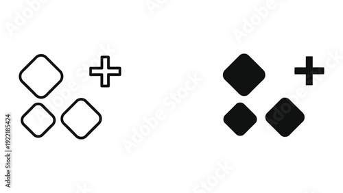 Add Multiple Items Icon - Plus Sign & Rounded Squares Vector Art