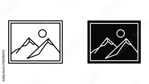 Landscape Image Photo Icon - Outline and Filled Picture Gallery Symbol