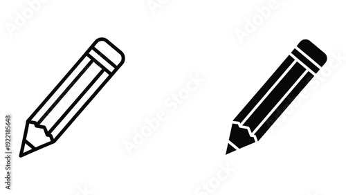 Solid Pencil Writing Icon Vector Illustration - Education and Creativity Tool in Flat Style
