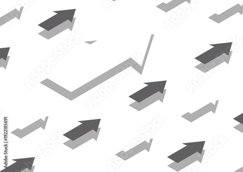 【背景透過】大きな白の矢印と小さなグレーと白の矢印が同じ方向を向いているデザイン