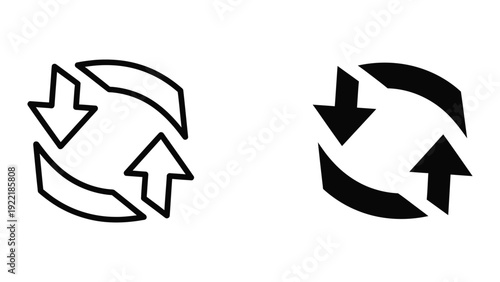 Refresh or Recycle Arrows Icon Vector Illustration - Circular Rotation Symbol in Flat Design Style