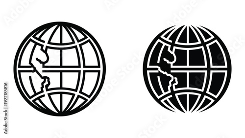 Global Map Icon Vector Illustration - Internet World Wide Web Symbol in Minimal Flat Style