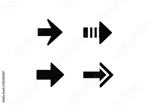 Right facing arrow icons set collection directional symbols simple black design