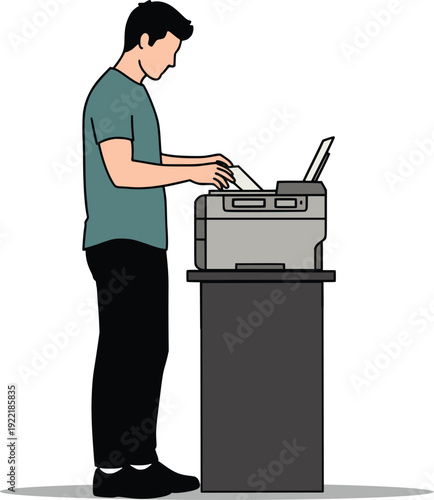 Office Worker Using Photocopier Machine