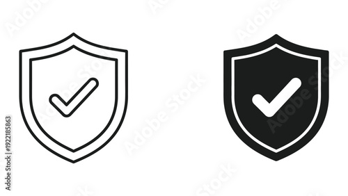 Solid Checkmark Shield Icon for Guaranteed Protection and Success