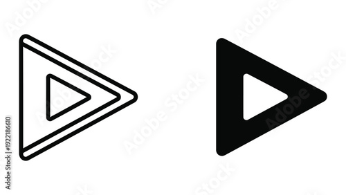 Fast Forward Button Icon - Outline and Solid Black Triangle