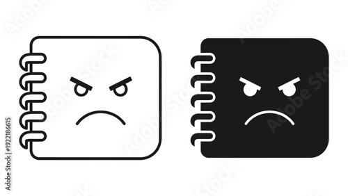Angry Face Spiral Notebook Icon Vector Illustration for Disapproval