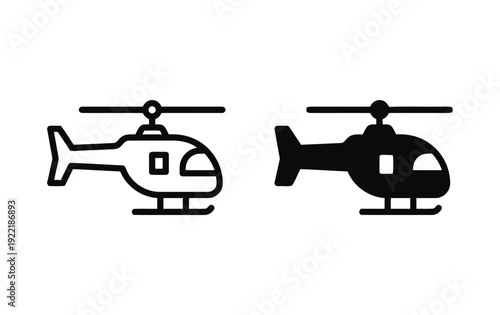 Helicopter icon simple outline and silhouette set vector illustration