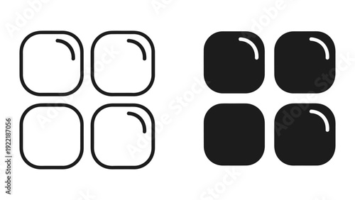 Minimalist Rounded Square App Menu Grid Icon for User Interface Design Elements