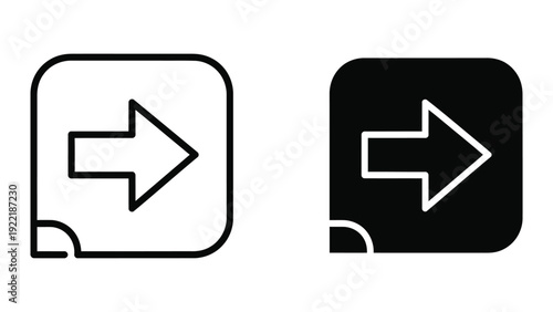Next Step Arrow Icon: Next Forward Direction and Progress in Black and White