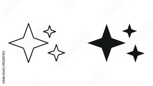 Sparkle and Shine Star Icon Set for Magic or Cleanliness Concept