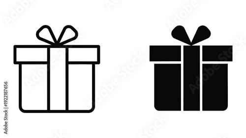 Gift box icon in outline and solid fill, representing presents and celebrations
