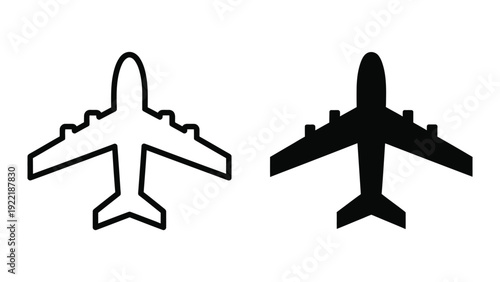 Aviation Jet Plane Icons for Travel and Air Transport Design