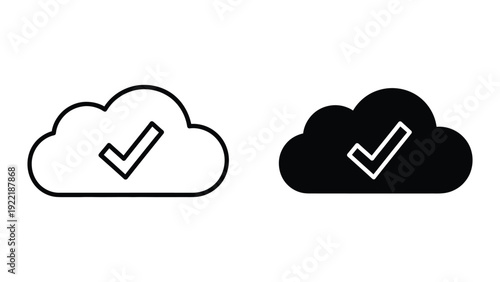 Cloud Backup Success and Verified Upload Icon Set