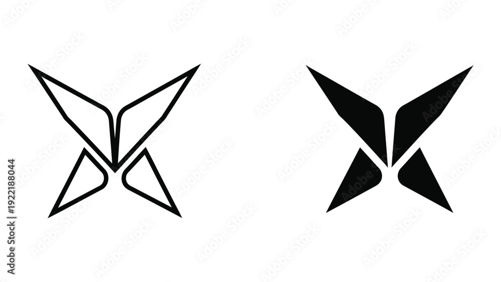 Obraz premium Abstract Butterfly and Geometric Wing Logo Symbols