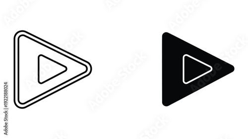 Play Button Icon Set with Outline and Solid Fill Styles for Media and Video Control