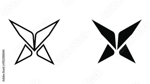 Abstract Butterfly and Geometric Wing Logo Symbols