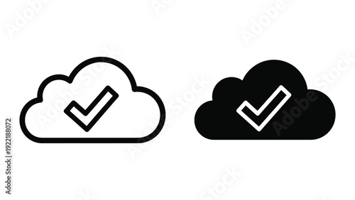 Cloud Success and Verified Checkmark Computing Icons