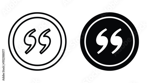 Double Quotation Marks Icon in Circle for Quotes, Testimonials, and Speech