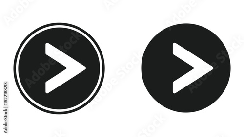 Play Button Icons - Outline and Solid Black Circle Variations