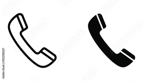 Classic Phone Handset Icon: Outline and Solid Versions