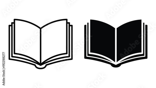 Open Book Icons Representing Education, Reading, and Knowledge