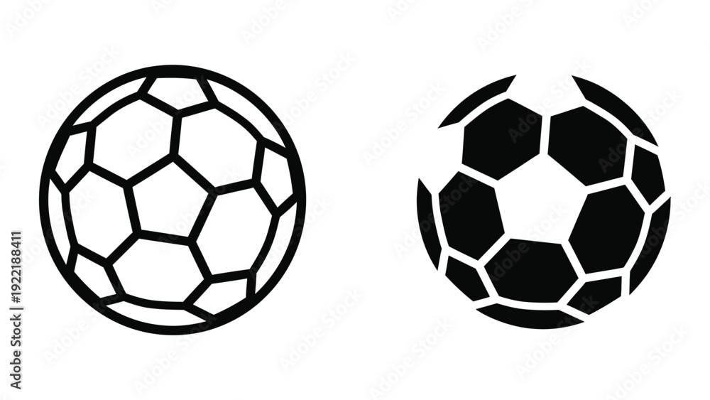 Fototapeta premium Soccer Ball Icons: Classic Outline and Textured Solid Styles