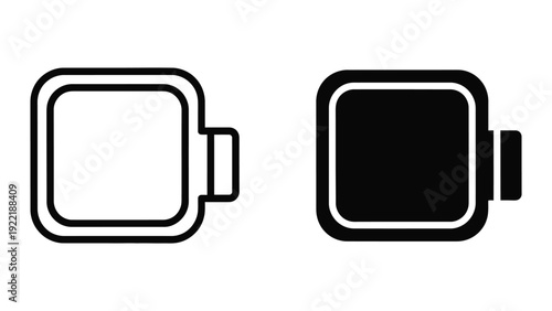 Battery Icon: Empty Outline and Full Solid Black Status