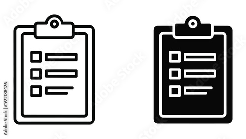 Clipboard with Empty Checklist Icon Vector Illustration Outline and Solid