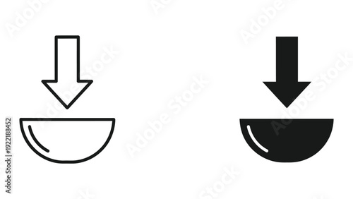 Download File Icon Set with Arrow and Tray Symbols