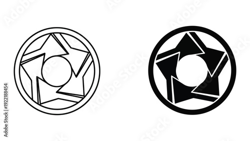 Aperture Blades Icon: Outline and Solid Versions for Photography