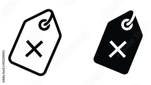 Cancel Tag Icon: Outline and Filled Versions for Negative Marking