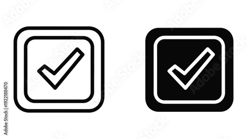 Checkmark in Rounded Square Icon Vector Outline and Solid Styles