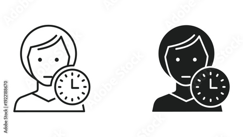 User Time Management Icon - Person with Clock Symbol