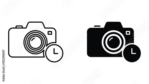 Camera with Timer Icon for Delayed Photography and Self-Timer Functions
