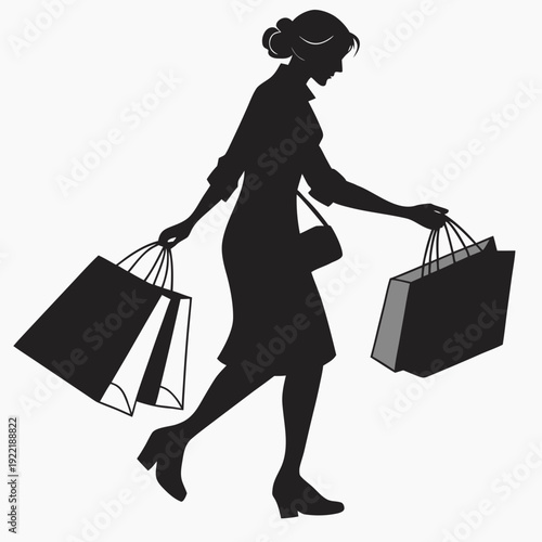 silhouette of a woman with bags