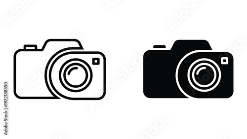 Digital Photo Camera Icon in Outline and Solid Vector Styles