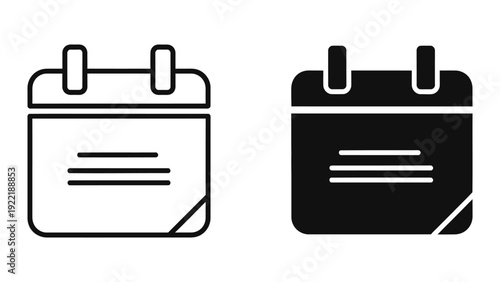 Minimalist Calendar Outline and Solid Icon for Schedule and Appointments