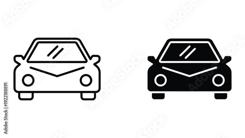 Car Front View Icons: Automotive, Transportation, and Vehicle Graphics