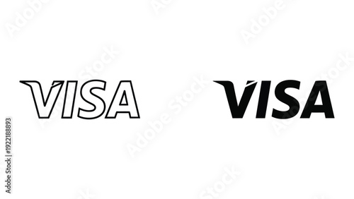 Visa Logo Vector: Bold Black and Outline Styles on White Background