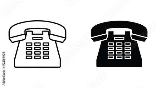 Retro Landline Telephone Icons for Contact and Customer Support Services